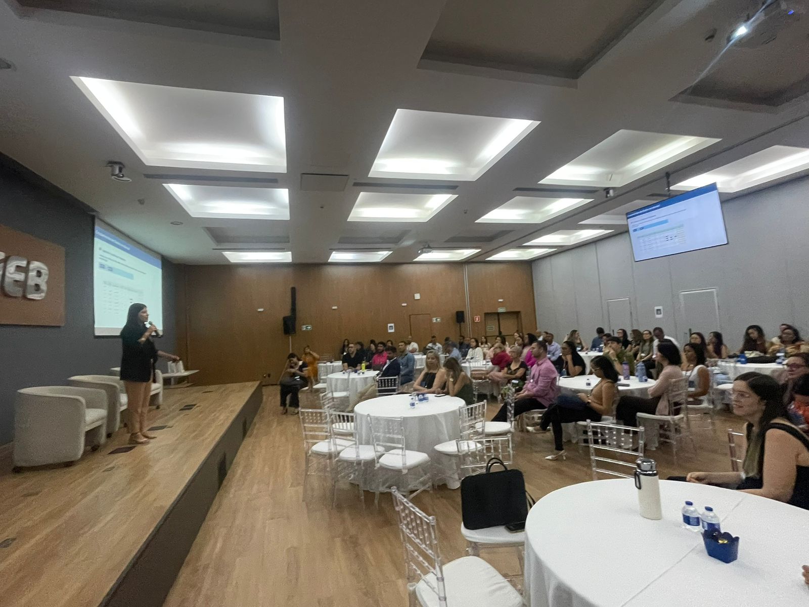 Mirian Figueiredo palestrando para profissionais de DP